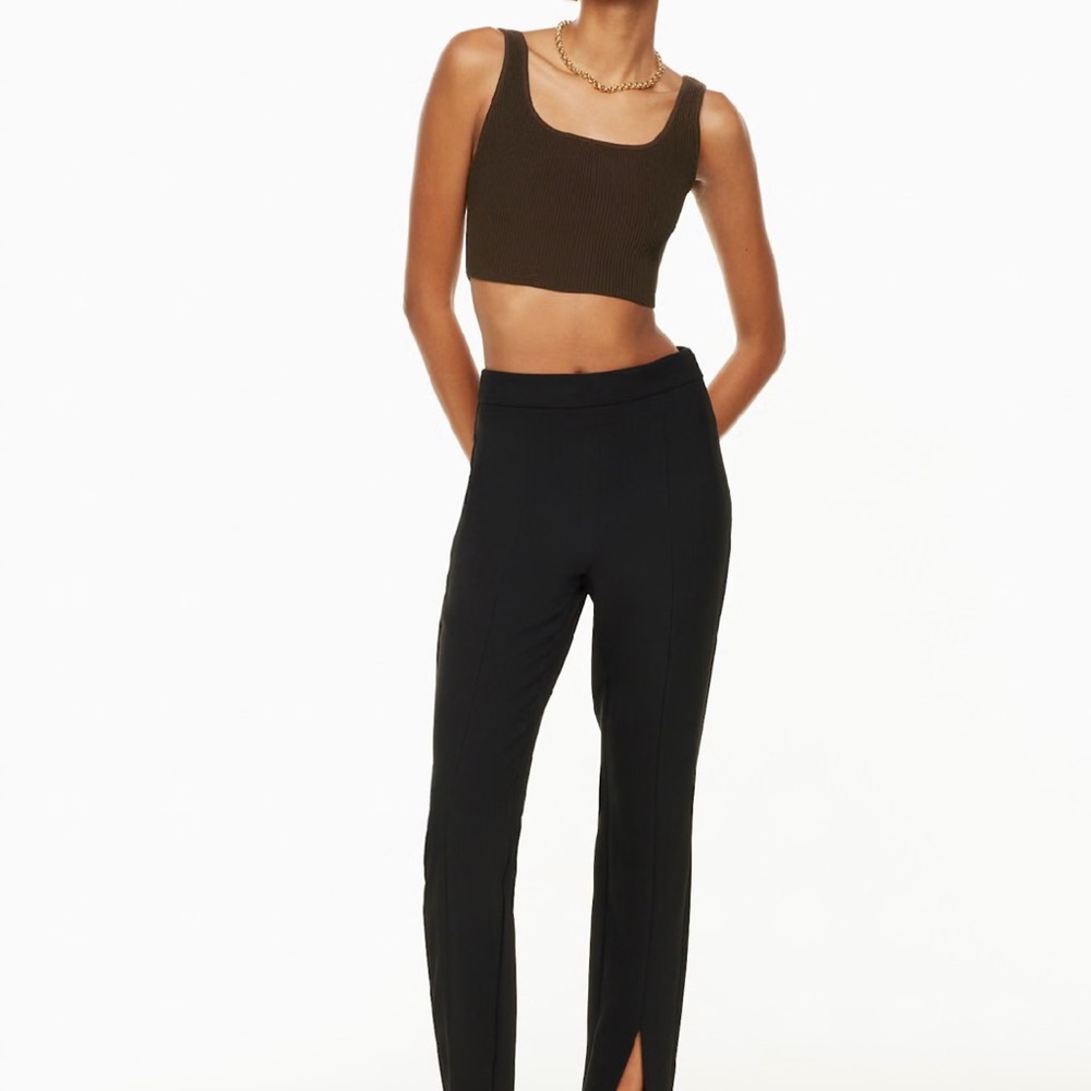Aritzia Babaton Brown Sculpt Knit Square Neck Crop Top